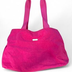 TRAVELERS by CHICOS Hot pink nylon tote bag with silver hardware.Orange interior
